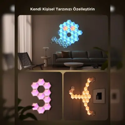Govee Glide Hexa Ultra LED Aydınlatma Panel (7li Paket, Wi-Fi ve Bluetooth Destekli, Alexa ve Google Assistant Uyumlu) H606AC81 - 2