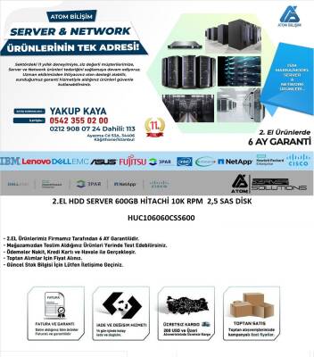 HİTACHİ 2.EL HDD SERVER 600GB 10K 2,5 SAS HUC106060CSS600 - 2