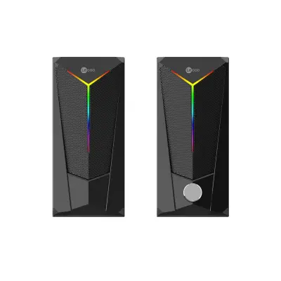 Lecoo DS104 Kablolu USB + 3.5mm Jack 6W RGB Aydınlatmalı Masaüstü Hoparlör Siyah - 1