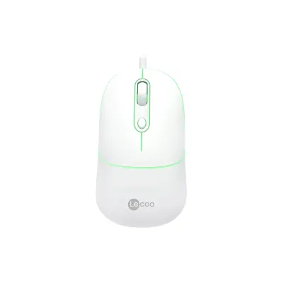 Lecoo MS110 RGB Sessiz Tuşlu Kablolu Beyaz Optik Mouse - 1