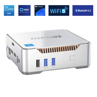 NiPoGi GK3 Plus One N150 Intel Alder Lake 12.Nesil 16GB DDR4 512GB NVMe WiFi 5 BT 4.2 W11 Mini PC - 1