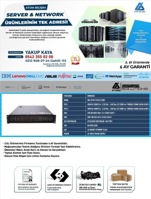 2,EL DELL R730 XEON E5-2699C V4 2XCPU 8X32GB 2400T 256GB DDR4 HDD Yok 8x 2.5