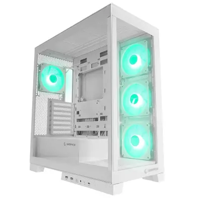 Rampage HYDRA V2 WHITE Type-C+USB3.0 Temperli 4*ARGB Infinity Fan+Hub E-ATX Exclusive Gaming Kasa - 1