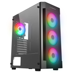 Rampage VIGILANT Mesh 650W 80+ BRONZE Siyah Temperli Cam 4x RGB Fan ATX Mid-T Gaming Kasa - Rampage