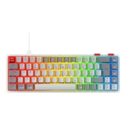Rampage Yoru Mini RGB Red Switch Mekanik Beyaz/Gri Type-C Kablolu Gaming Klavye - 1