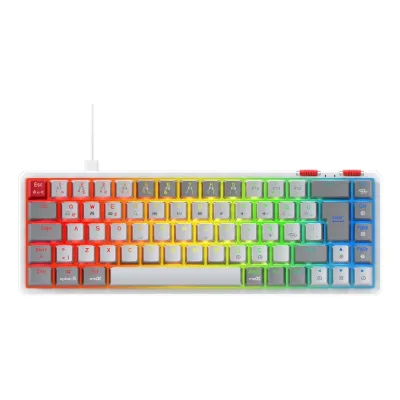 Rampage Yoru Mini RGB Red Switch Mekanik Beyaz/Gri Type-C Kablolu Gaming Klavye - 1