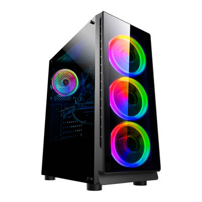 SiegeTower 192-7 4x Rainbow Fan USB 3.0 400W ATX Gaming Bilgisayar Kasası - 1