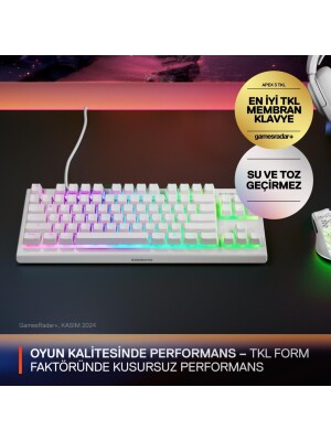 SteelSeries Apex 3 TKL Beyaz RGB Kablolu Oyuncu Klavyesi - 2
