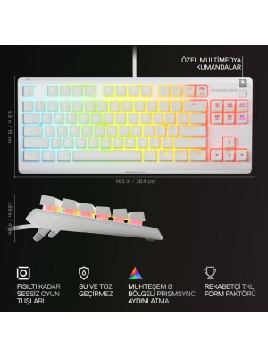 SteelSeries Apex 3 TKL Beyaz RGB Kablolu Oyuncu Klavyesi - 3