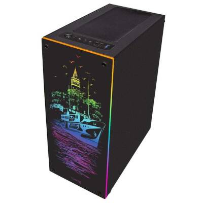 Turbox Galata 1x Fan Siyah USB 3.0 (Powersız) ATX Ön Panel RGB Led Ofis Kasası - 3