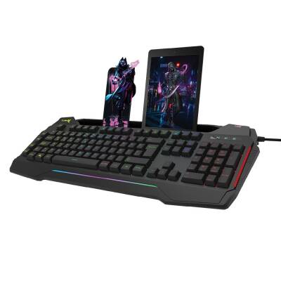 Turbox Giantpeak USB Kablolu Rgb Makro Gaming Klavye Standart Q Sese Duyarlı RGB Işıklı Macrolu Telefon Tutacaklı - 2