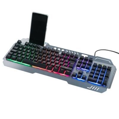 Turbox HeatCycle TR-GK104 USB Kablolu Gri/Siyah Gaming Standart Q Işıklı Metal Kasa Bilek Padli Klavye - 1