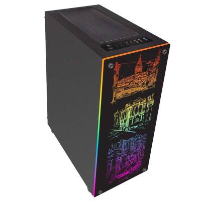 Turbox Silüet 1x Fan Siyah USB 3.0 250W 300W ATX Ön Panel RGB Led Ofis Kasası - 4