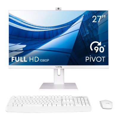 Turbox TAx769 i3 12100 8GB Ram 256GB M.2 NVMe SSD 27 Bluetooth Webcam Pivot Beyaz All In One Bilgisayar - 1