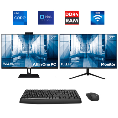 Turbox TAxPlus9 i5 10400 32GB Ram 512GB SSD 1x 27 inç FHD Monitör 1x 27 inç FHD Siyah All in One PC - 1