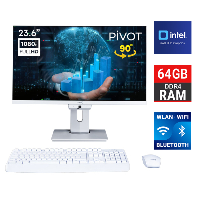 Turbox TAxPro3 i5 12450H 64GB DDR4 Ram 1TB SSD 23.6 inç FHD Pivot BT Webcam WiFi All in One PC - 1