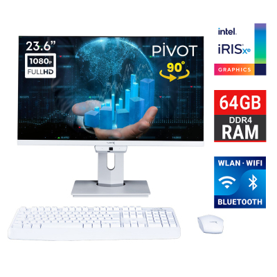 Turbox TAxPro5 i7 1265U 64GB DDR4 Ram 1TB SSD 23.6 inç FHD Pivot BT Webcam WiFi All in One PC - 1