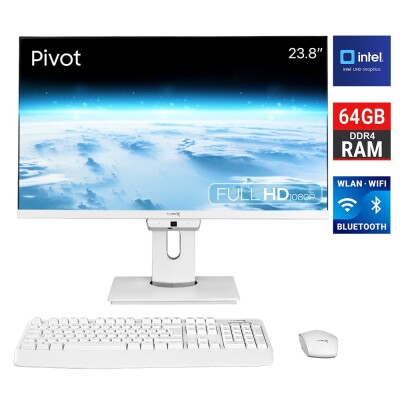 Turbox TAxPro59 i5 14400 64GB DDR4 1TB M.2 NVMe 23.8 inç FHD Pivot BTH Webcam WiFi All in One PC - 1
