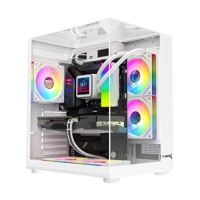 Turbox Teras Akvaryum Cam Tasarım Beyaz 4XARGB Fan 500W PSU USB 3.0 ATX Oyuncu Bilgisayar Kasası - 1