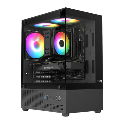 Turbox Trace Akvaryum Cam Tasarım Siyah 3XARGB Fan 300W PSU USB 3.0 ATX Oyuncu Bilgisayar Kasası - 1
