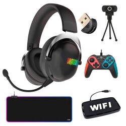 Turbox TRX-103 Bundle Kablosuz Kulaklık Oyun Kolu Webcam Wifi Bluetooth RGB Mouse Pad Oyuncu Seti - 1