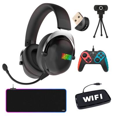 Turbox TRX-103 Bundle Kablosuz Kulaklık Oyun Kolu Webcam Wifi Bluetooth RGB Mouse Pad Oyuncu Seti - 1