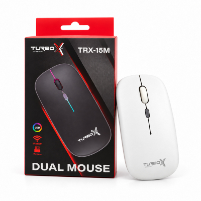 Turbox TRX-15M Dual Mode Wireless + Bluetooth Beyaz RGB Optik Mouse - 1