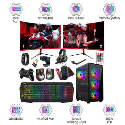 Turbox Tx1939 i5 4440 16GB Ram 256GB SSD 4GB GT740 23.6 DUAL Monitör Oem Paket - 1