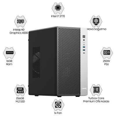 Turbox Tx3029 i7 3770 16GB Ram 256GB M.2 NVMe SSD Masaüstü Ev Oem Paket - 1