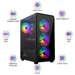 Turbox Tx3691 i7 4770 16GB Ram 512GB M.2 NVMe SSD 4GB GT740 GDDR5 Oem Paket - 1