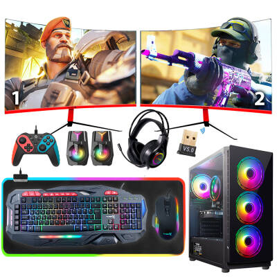 Turbox Tx3814 i5 3470 16GB Ram 512GB M.2 NVMe SSD 4GB GT740 GDDR5 23.6 100Hz Curved Çift Monitör Oem Paket - 1