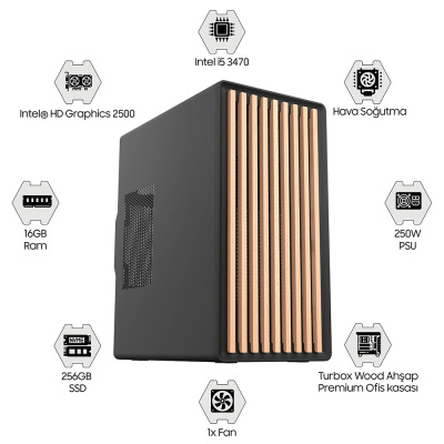 Turbox WoodCore i5 3470 16GB Ram 256GB SSD Oem Paket - 1