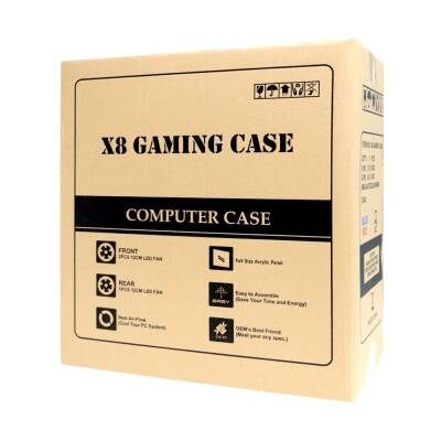 Turbox X8 3x Blue Fan USB 2.0 250W 300W mATX Gaming Bilgisayar Kasası - 6
