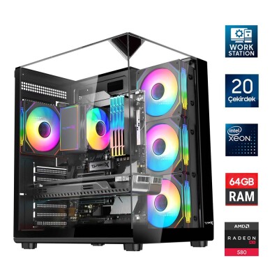 Turbox Xeon E5 2650 v3 Server İşlemci 20 Çekirdek 64GB DDR4 1TB NVMe 8GB RX580 Workstation Oem Paket - 1