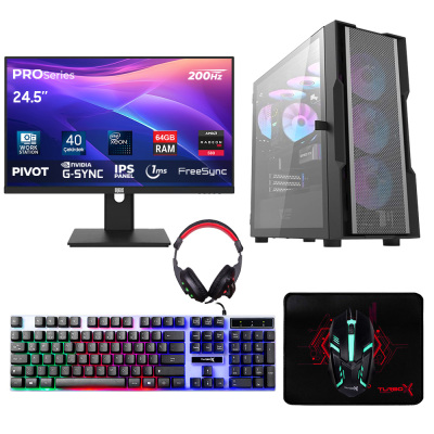 Turbox Xeon E5 2680 v2 Çift CPU 40 Çekirdek 64GB 512GB NVMe RX580 24.5 200Hz Workstation Oem Paket - 1