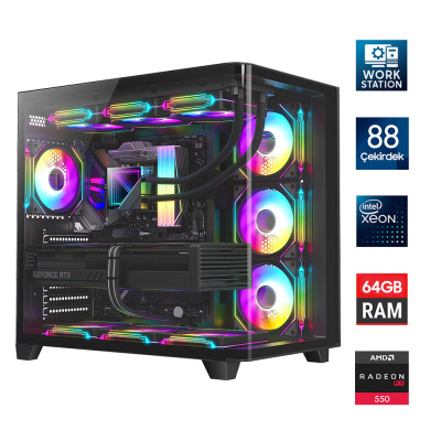 Turbox Xeon E5-2699 v4 Çift Işlemcili 88 Çekirdek 64GB 1TB NVMe 4GB RX550 Workstation Oem Paket - 1