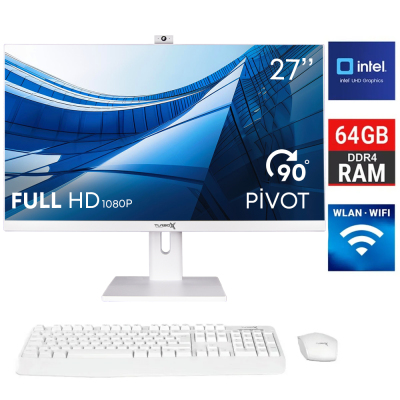 TurboxTAxPro15 i5 9400 64GB DDR4 Ram 1TB SSD 27 inç FHD Beyaz Bluetooth Webcam WiFi All in One PC - 1