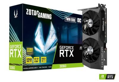 Zotac RTX3060 Twin Edge OC Nvidia GDDR6 192Bit Çift Fan 12GB ZT-A30600H-10M Gaming Ekran Kartı - 1