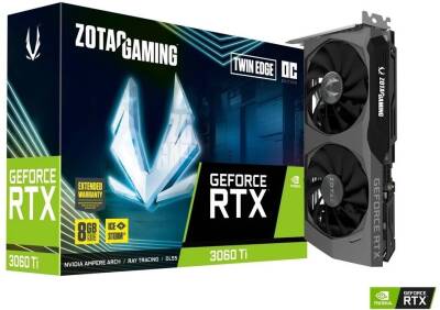 Zotac RTX3060Ti Twin Edge Oc Nvidia GDDR6 256Bit Hdmi.Display Çift Fan 8GB Gaming Ekran Kartı - 1